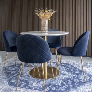 wohnli-moebel-suche-M25206794-1 Runder Esstisch für 2 Personen Ø90cm Marmor-Messingoberfläche 90x75x90cm Holz Beige Moloo Möbel Esszimmermöbel Esstische