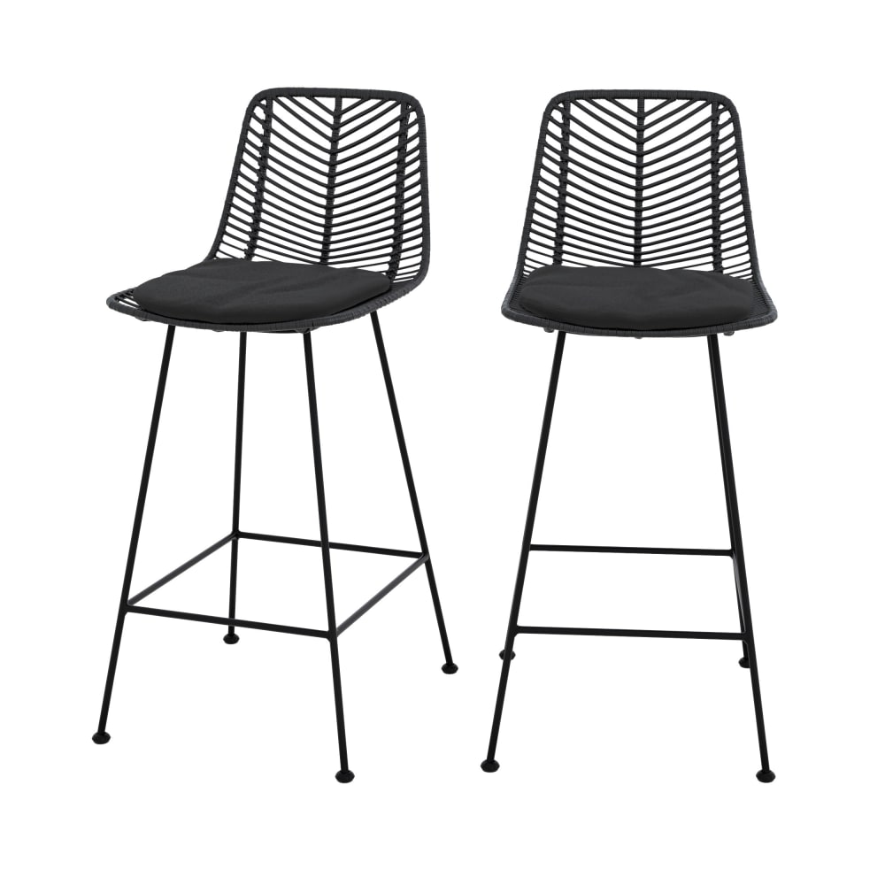 wohnli-moebel-suche-M25207730 Wohnli Möbelsuche - 2er Set Barstühle aus 66 cm in schwarzem Rattan