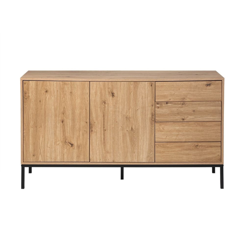 wohnli-moebel-suche-M25207918 Wohnli Möbelsuche - Buffet mit 2 Türen und 4 Schubladen L140 cm - Holzdekor hell