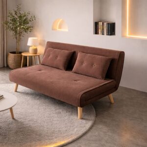 wohnli-moebel-suche-M25208006-1 Korduroy-Sofabett mit 2-Sitzer-Couch 130x78x82cm Spanplatte Braun Concept Usine Sofas und Sessel Sofas Schlafsofas