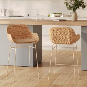 wohnli-moebel-suche-M25208519-1 2er Set Barstühle aus 66 cm in natürlichem Material 51x94x51cm Naturfasern Beige Maison Pavane Möbel Esszimmermöbel Barhocker