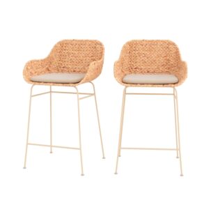 Wohnli Möbelsuche - 2er Set Barstühle aus 66 cm in natürlichem Material