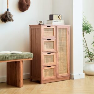 wohnli-moebel-suche-M26000255-1 Sideboard aufbewahrungsschrank aus Nussbaumholz und Rattan 30x84x56cm Holz Braun Nordlys Möbel Esszimmermöbel Sideboards, Highboards & niedrige Anrichten