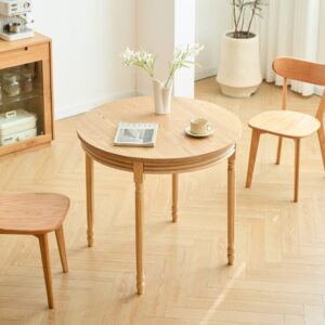 wohnli-moebel-suche-M26000258-1 Runder Esstisch für 4 Personen aus Massivholz Braun 90x80x90cm Holz Braun Nordlys Möbel Esszimmermöbel Esstische