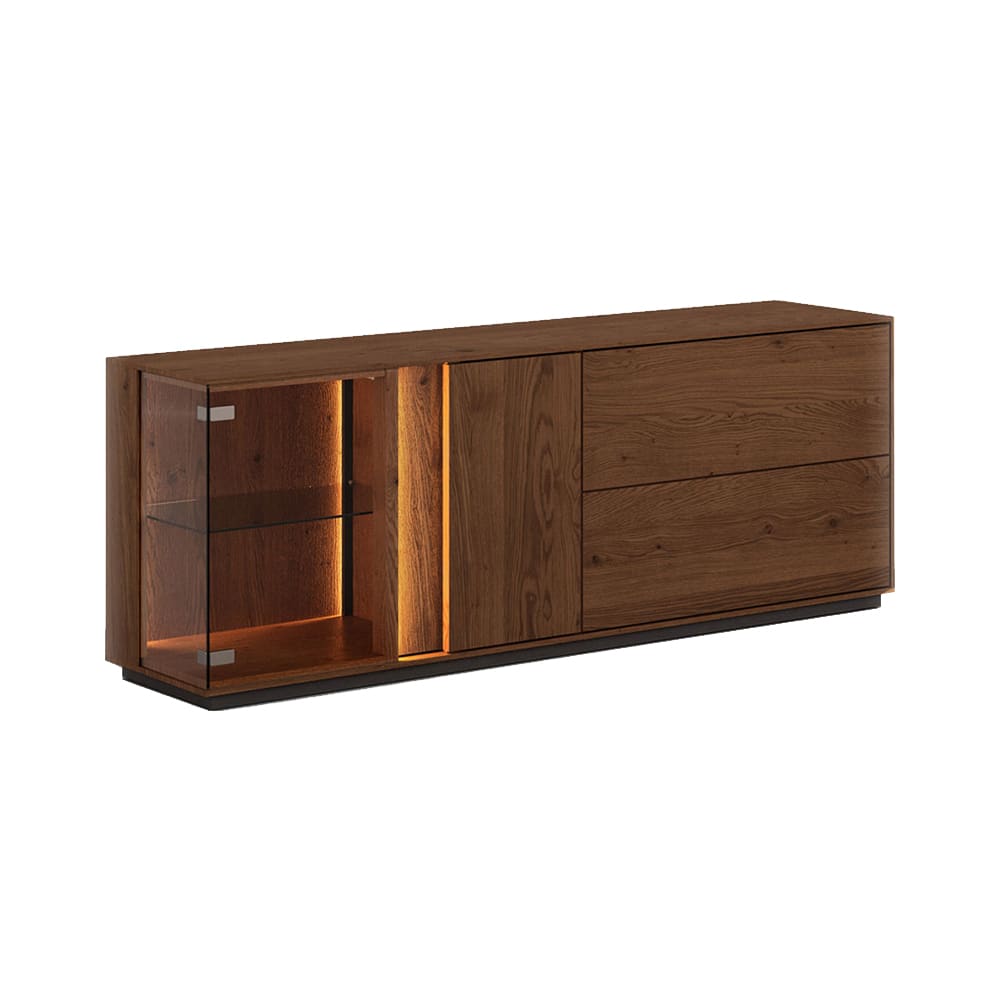 wohnli-moebel-suche-M26000302 Wohnli Möbelsuche - Kommode mit Glastür aus Massivholz 165x43