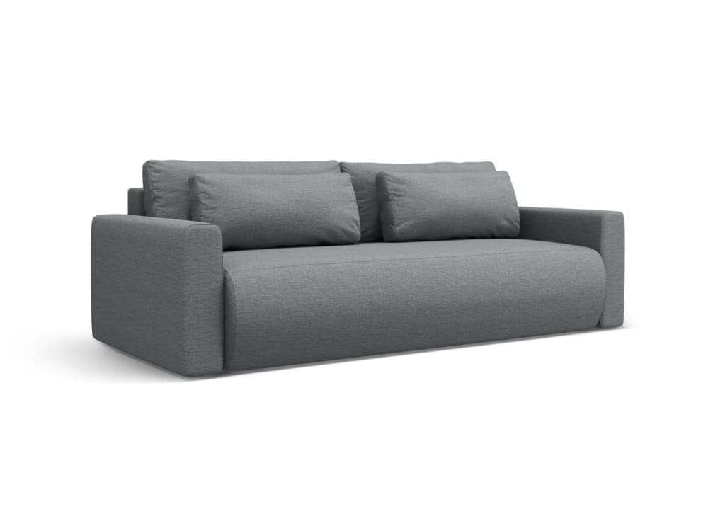 3-Sitzer ausklappbares Sofa + Bettkasten aus strukturiertem Stoff grau 238x84x105cm Stoff Grau Cosmopolitan Design Sofas und Sessel Sofas Schlafsofas
