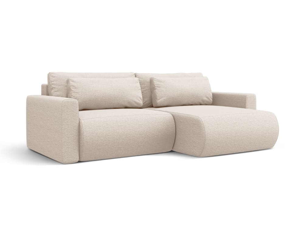 3-Sitzer wendbares Schlaf-Ecksofa + Box aus strukturiertem Stoff beige 240x84x149cm Stoff Beige Cosmopolitan Design Sofas und Sessel Sofas Ecksofas