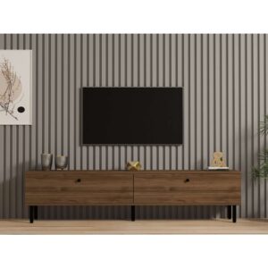 wohnli-moebel-suche-M26002607-1 TV-Möbel mit 2 Klappen in Nussbaumdekor 160x37x25cm Spanplatte Braun Calicosy Möbel Wohnzimmermöbel TV-Möbel