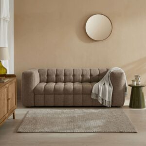 wohnli-moebel-suche-M26002638-1 3-Sitzer Stoffsofa mit Schlaffunktion L220 cm - Taupe 100x80x100cm Stoff Taupe Calicosy Sofas und Sessel Sofas Modulare Sofas
