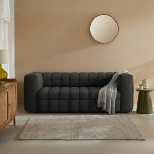3-Sitzer Stoffsofa mit Schlaffunktion L220 cm - Anthrazitgrau 100x80x100cm Stoff Grau Calicosy Sofas und Sessel Sofas Modulare Sofas