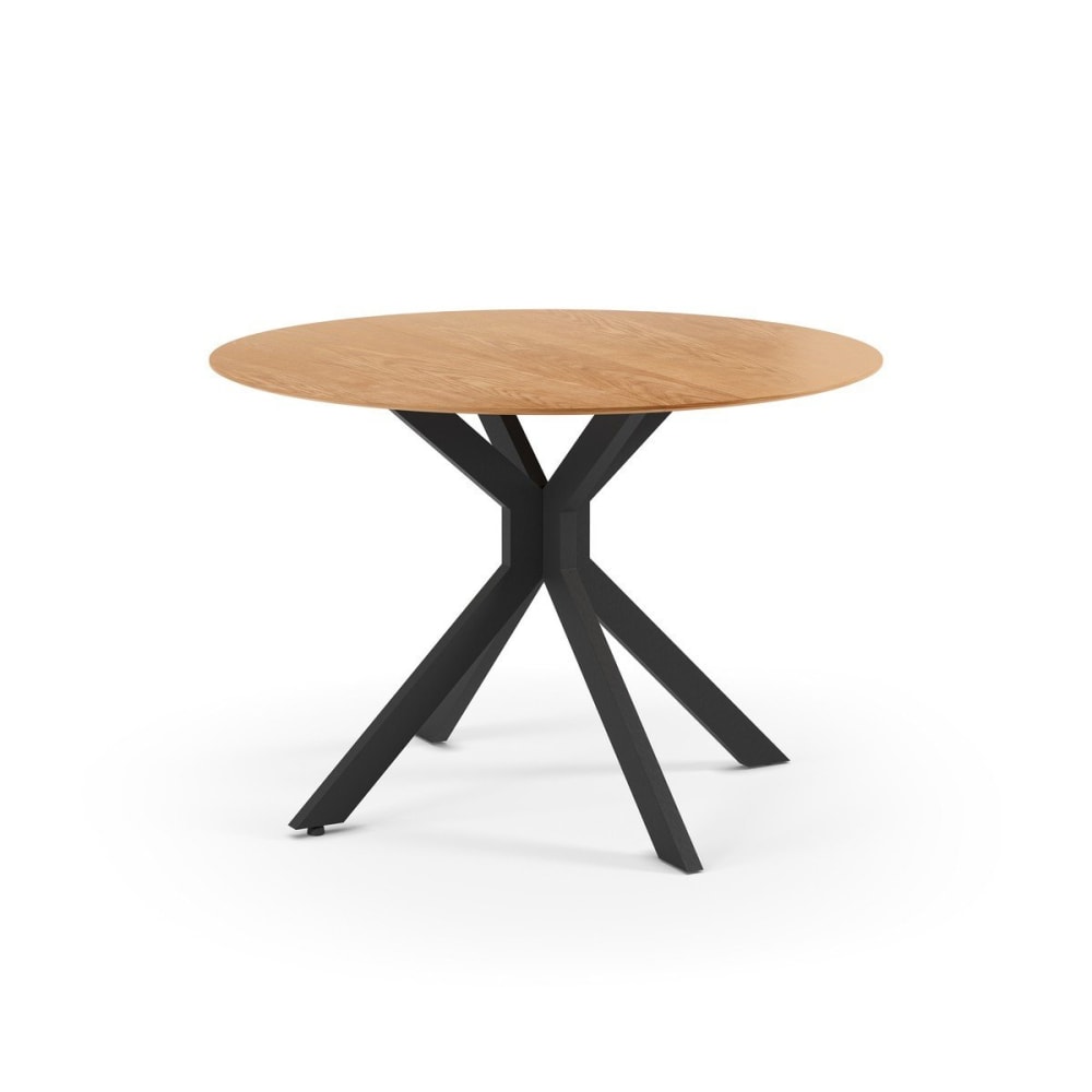 wohnli-moebel-suche-M26002660 Wohnli Möbelsuche - Klappbarer runder Tisch mit Metallbeinen D110 cm - Holzdekor hell