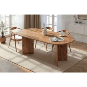 wohnli-moebel-suche-M26002671-1 Esstisch mit ovaler Tischplatte L200 cm - Kieferoptik 200x75x90cm Spanplatte Beige Calicosy Möbel Esszimmermöbel Esstische