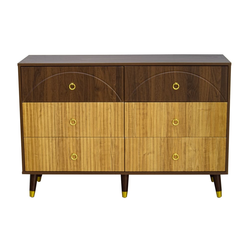 wohnli-moebel-suche-M26002982 Wohnli Möbelsuche - Retro-Chic-Kommode mit 6 Schubladen aus Zweifarbigem Holz