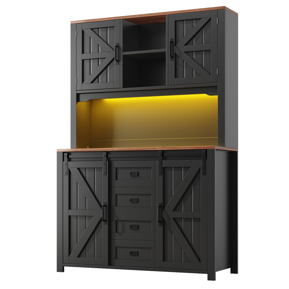 wohnli-moebel-suche-M26002983 Wohnli Möbelsuche - Hoher Küchenschrank mit Vitrine und LED-Beleuchtung