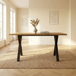wohnli-moebel-suche-M26003039-1 Industrieller Esstisch 140×80 cm aus Eichenholz 140x76x80cm Spanplatte Beige Urban Meuble Möbel Esszimmermöbel Esstische