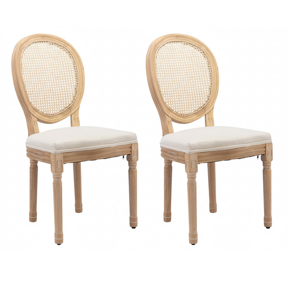 wohnli-moebel-suche-M26003057 Wohnli Möbelsuche - Set aus 2 Stühlen im Französischen Stil aus Holz und Rattan