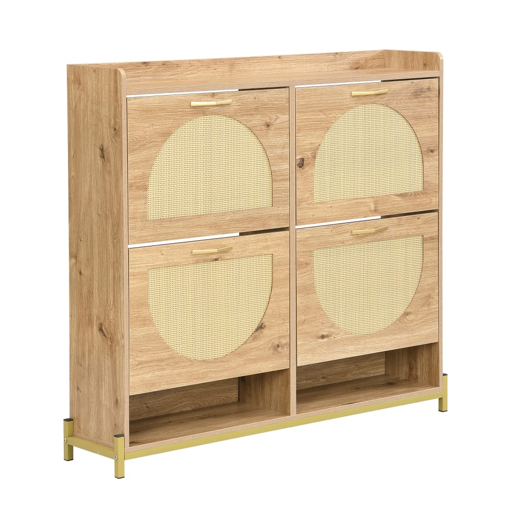 wohnli-moebel-suche-M26003062 Wohnli Möbelsuche - Schuhschrank mit 4 Klapptüren aus Holz und Rattan