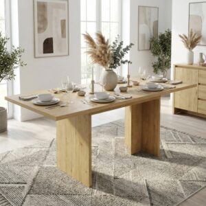wohnli-moebel-suche-M26003086-1 Ausziehbarer Esstisch in Eichenoptik 180x75x80cm Spanplatte Beige Urban Meuble Möbel Esszimmermöbel Esstische
