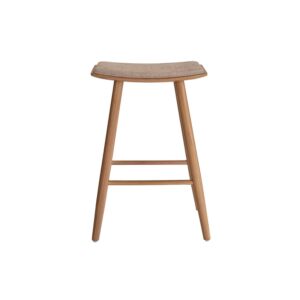 Wohnli Möbelsuche - Hocker aus massivem Teakholz und Greige-Samt
