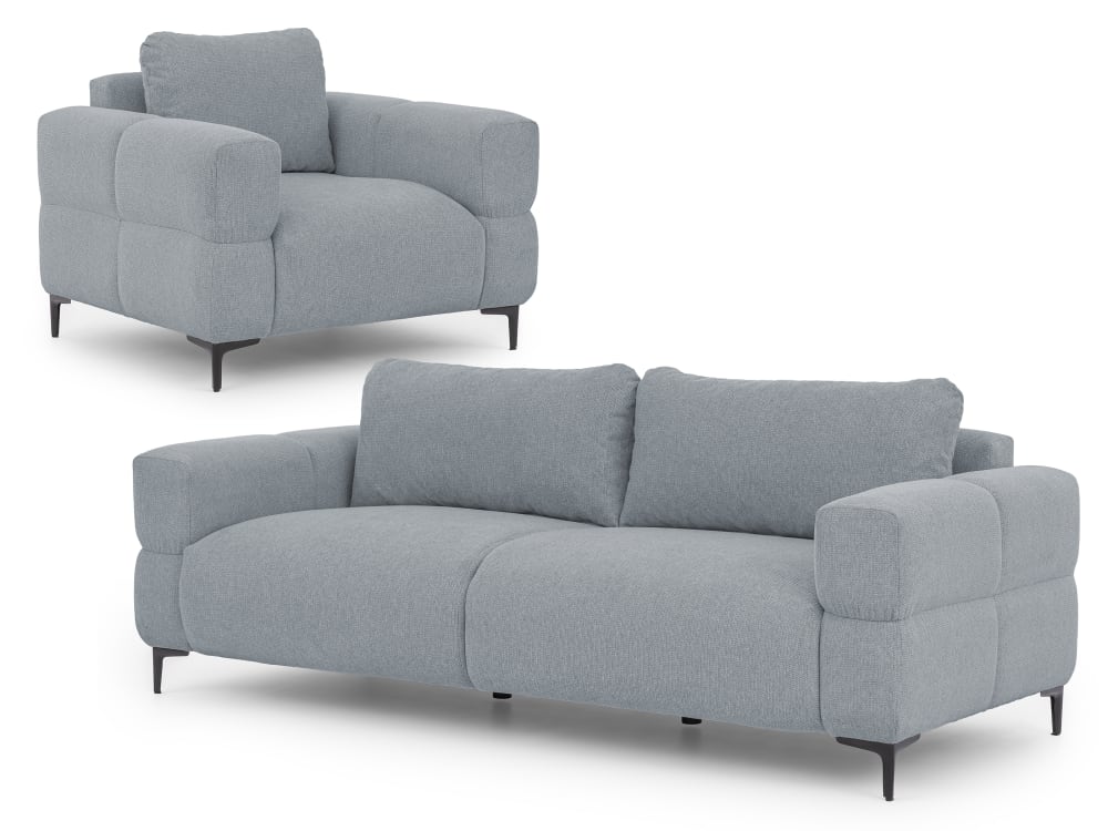 wohnli-moebel-suche-M26004278 Wohnli Möbelsuche - Polstergarnitur 3+1 in Bubble-Optik aus Grau Strukturstoff