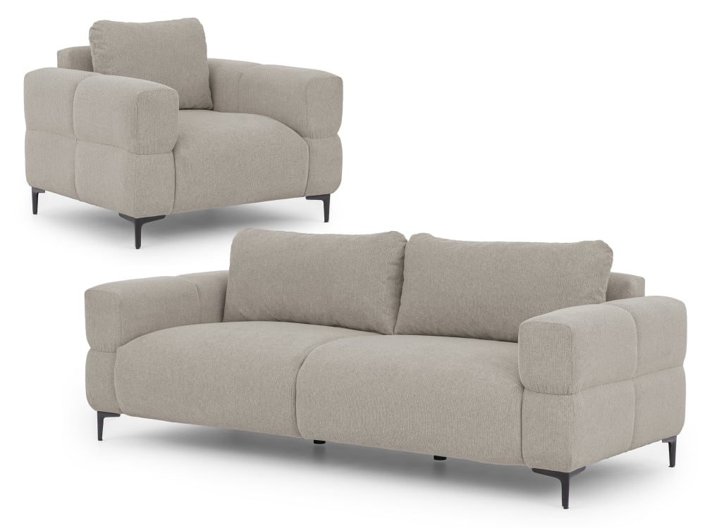 wohnli-moebel-suche-M26004283 Wohnli Möbelsuche - Polstergarnitur 3+1 in Bubble-Optik aus Taupe Strukturstoff