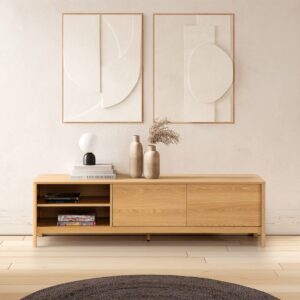 TV-Schrank 2 Türen Eiche-Optik 160x45x40cm Spanplatte Braun HOMN Möbel Wohnzimmermöbel TV-Möbel