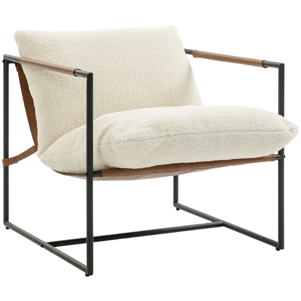 wohnli-moebel-suche-M26004662 Wohnli Möbelsuche - Fauteuil salon large assise structure en acier tissu bouclette crème