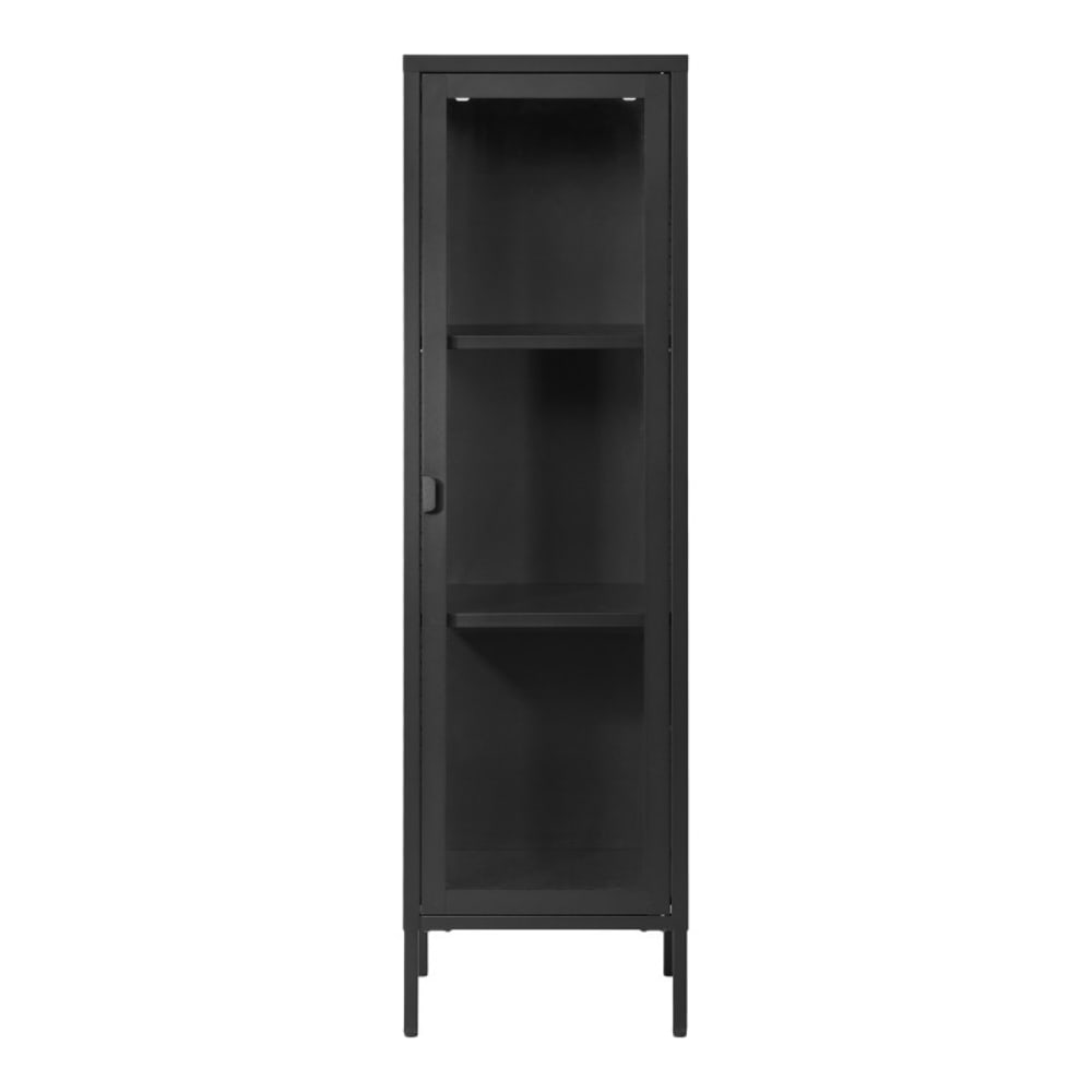 wohnli-moebel-suche-M26004894 Wohnli Möbelsuche - 1-türige Glasvitrine schwarzer Stahl 40 x 140 cm
