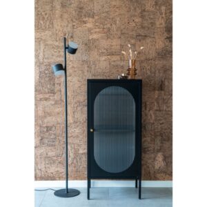 wohnli-moebel-suche-M26004896-1 Vitrine einer Tür aus Wellglas und schwarzem Stahl 50 x 110 cm 35x110x50cm Metall Schwarz Moloo Möbel Esszimmermöbel Vitrine und Vitrinenschrank