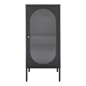 wohnli-moebel-suche-M26004896 Wohnli Möbelsuche - Vitrine einer Tür aus Wellglas und schwarzem Stahl 50 x 110 cm