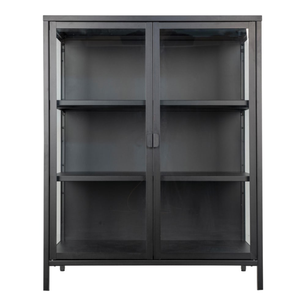 wohnli-moebel-suche-M26004904 Wohnli Möbelsuche - 2-türige Glasvitrine schwarzer Stahl 80 x 101 cm