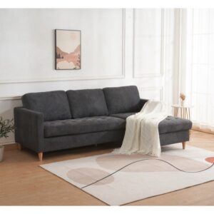 wohnli-moebel-suche-M26004935-1 Wendbares Ecksofa in dunkelgrauem Stoff 151x80x219cm Stoff Grau Moloo Sofas und Sessel Sofas Ecksofas