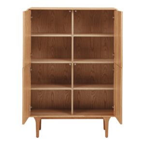 wohnli-moebel-suche-M26004937-1 Vintage 4-türiges Highboard aus Eiche Natur 100 x 140 cm 40x140x100cm Holz Beige Moloo Möbel Esszimmermöbel Sideboards, Highboards & niedrige Anrichten