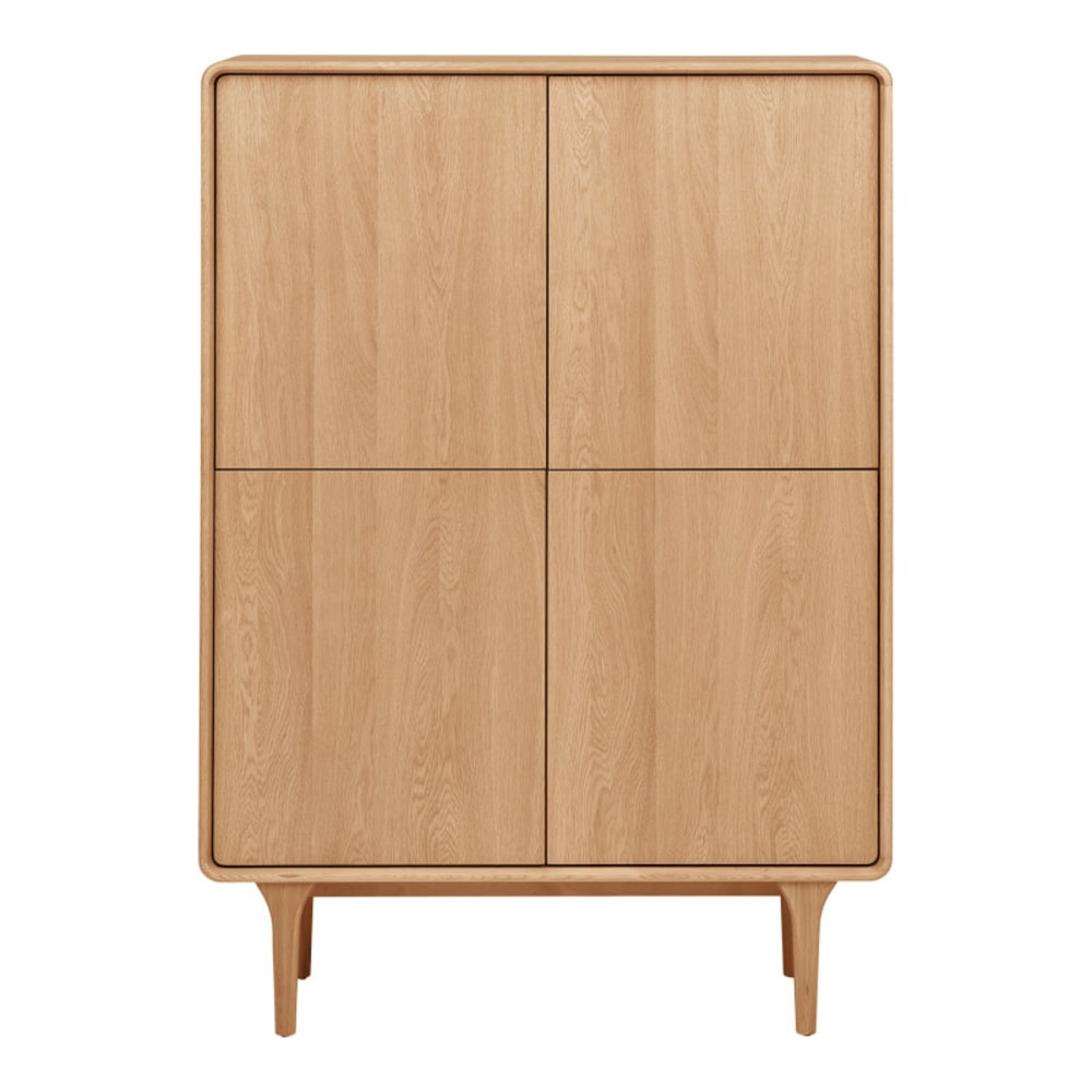 Wohnli Möbelsuche - Vintage 4-türiges Highboard aus Eiche Natur 100 x 140 cm