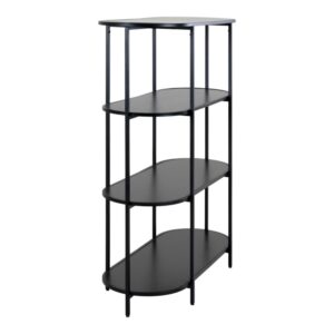Ovales Regal mit 4 Ablagen schwarz und Metall 85 x 111 cm 85x111x36cm Metall Schwarz Moloo Möbel Wohnzimmermöbel Regale