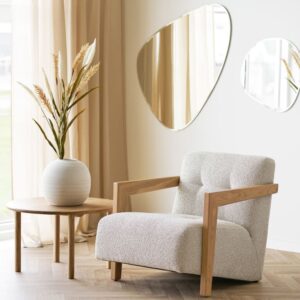 Sessel aus massiver Eiche und beigefarbenem Stoff 72x72x88cm Stoff Beige Moloo Sofas und Sessel Sessel, Poufs und Fußbänke Sessel