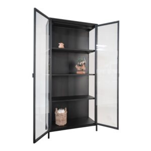 wohnli-moebel-suche-M26004955 Wohnli Möbelsuche - Aufbewahrungsschrank mit 2 Glastüren schwarzer Stahl 80x175 cm