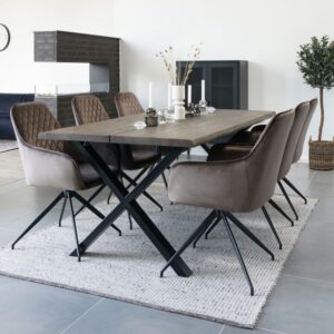 wohnli-moebel-suche-M26004978-1 360°-Drehsessel in taupefarbenem Samt 56x89x62cm Samt Taupe Moloo Möbel Esszimmermöbel Stühle