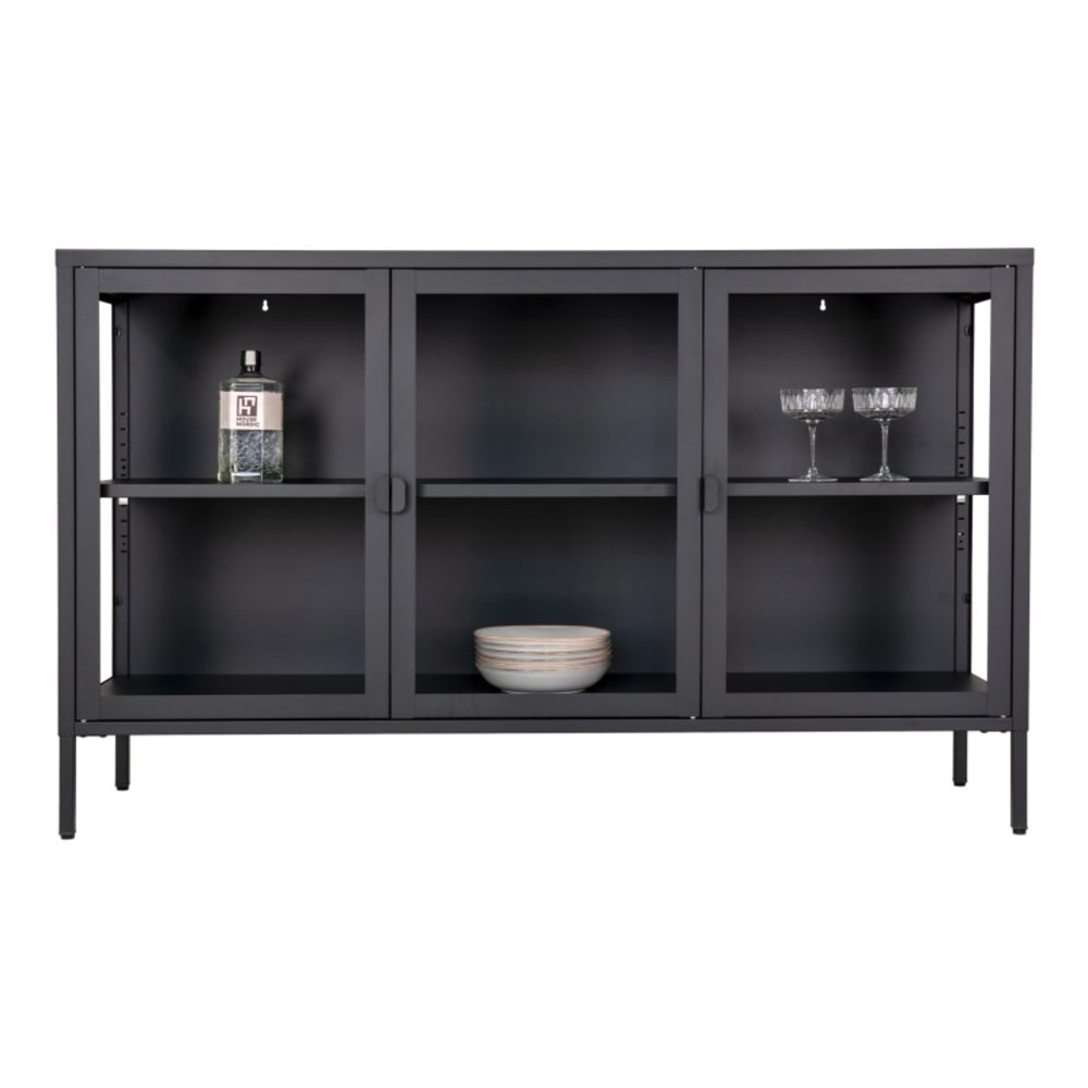 wohnli-moebel-suche-M26004980 Wohnli Möbelsuche - Sideboard mit 3 Glastüren aus schwarzem Stahl 140 cm