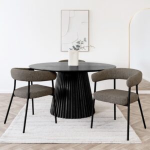 wohnli-moebel-suche-M26004981-1 Esszimmerstuhl in taupefarbenem Stoff und schwarzem Stahl (x2) 57x77x56cm Stoff Braun Moloo Möbel Esszimmermöbel Stühle
