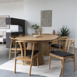 wohnli-moebel-suche-M26004986-1 Esszimmerstuhl aus massiver Eiche und schwarzem PU (x2) 54x77x56cm PVC - Polyvinlychlorid Braun Moloo Möbel Esszimmermöbel Stühle