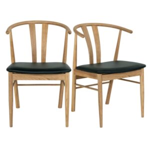 wohnli-moebel-suche-M26004986 Wohnli Möbelsuche - Esszimmerstuhl aus massiver Eiche und schwarzem PU (x2)