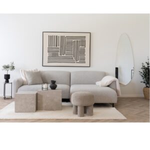 wohnli-moebel-suche-M26004996-1 Ecksofa rechts in grauem Bouclé-Stoff 150x80x265cm Stoff Grau Moloo Sofas und Sessel Sofas Ecksofas
