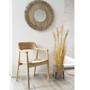 wohnli-moebel-suche-M26005001-1 Esszimmerstuhl aus Massivholz und Bananenblatt (x2) 58x78x56cm Naturfasern Braun Moloo Möbel Esszimmermöbel Stühle