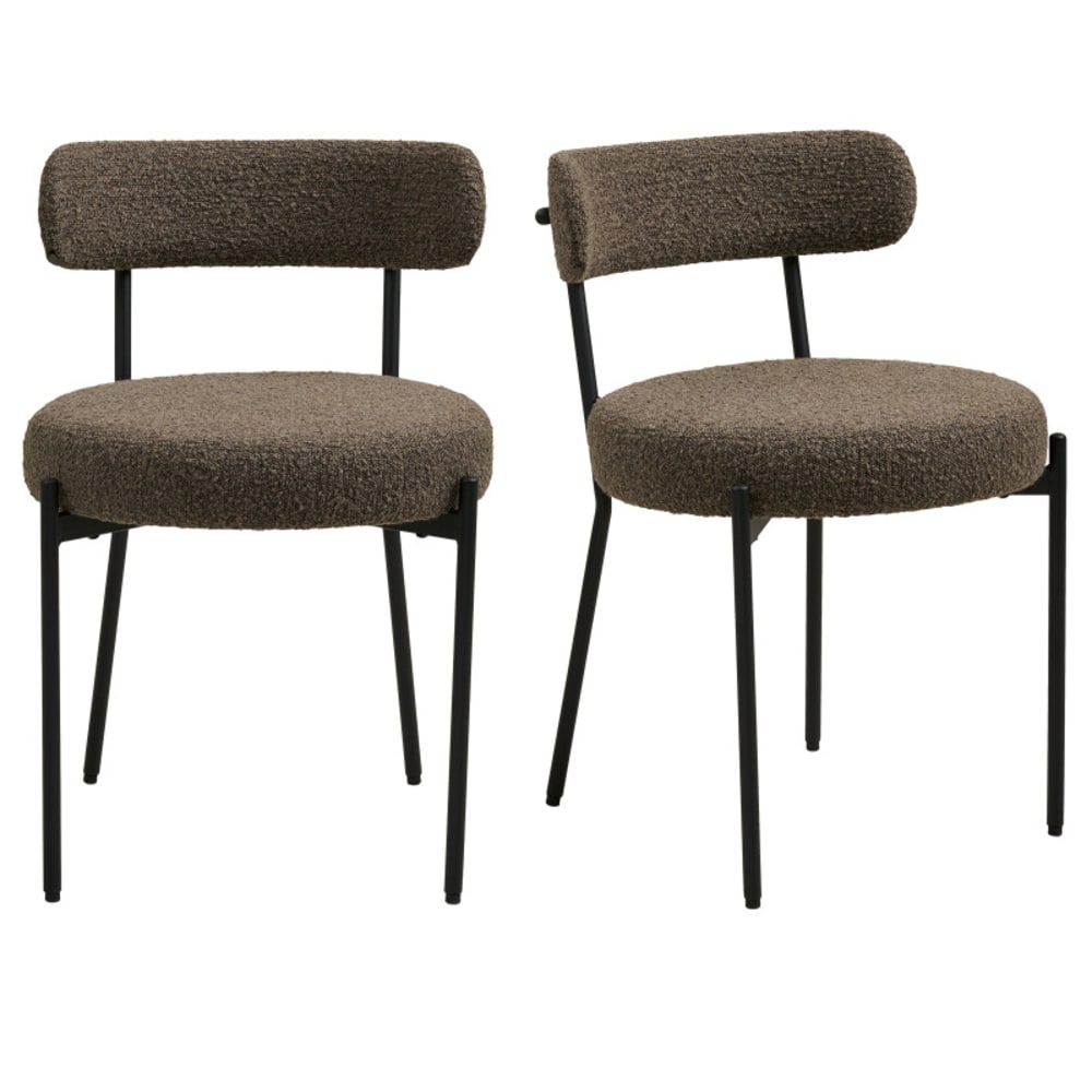 wohnli-moebel-suche-M26005005 Wohnli Möbelsuche - Stuhl aus braunem Bouclé-Stoff (x2)