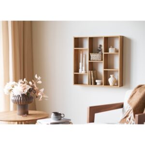 Wandregal mit 8 Fächern aus massiver Eiche 70 x 70 cm 15x70x70cm Holz Braun Moloo Möbel Wohnzimmermöbel Regale