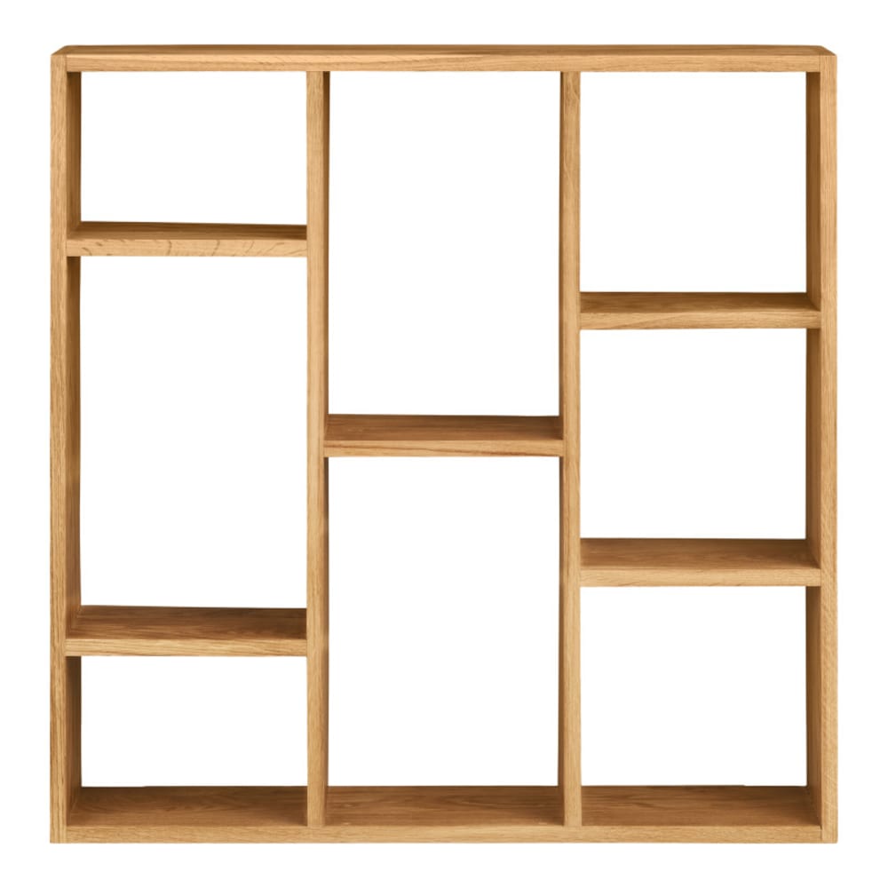 Wohnli Möbelsuche - Wandregal mit 8 Fächern aus massiver Eiche 70 x 70 cm