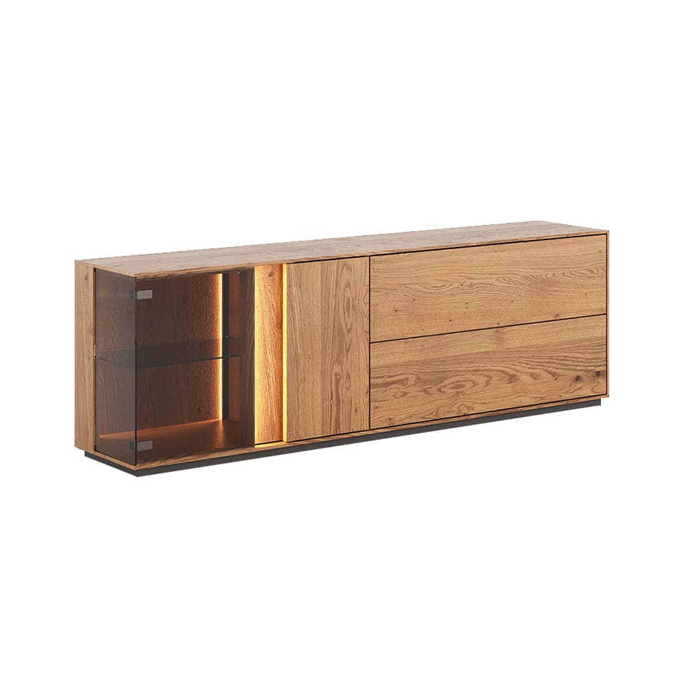 wohnli-moebel-suche-M26005072 Wohnli Möbelsuche - Kommode mit Glastür aus Massivholz 185x43