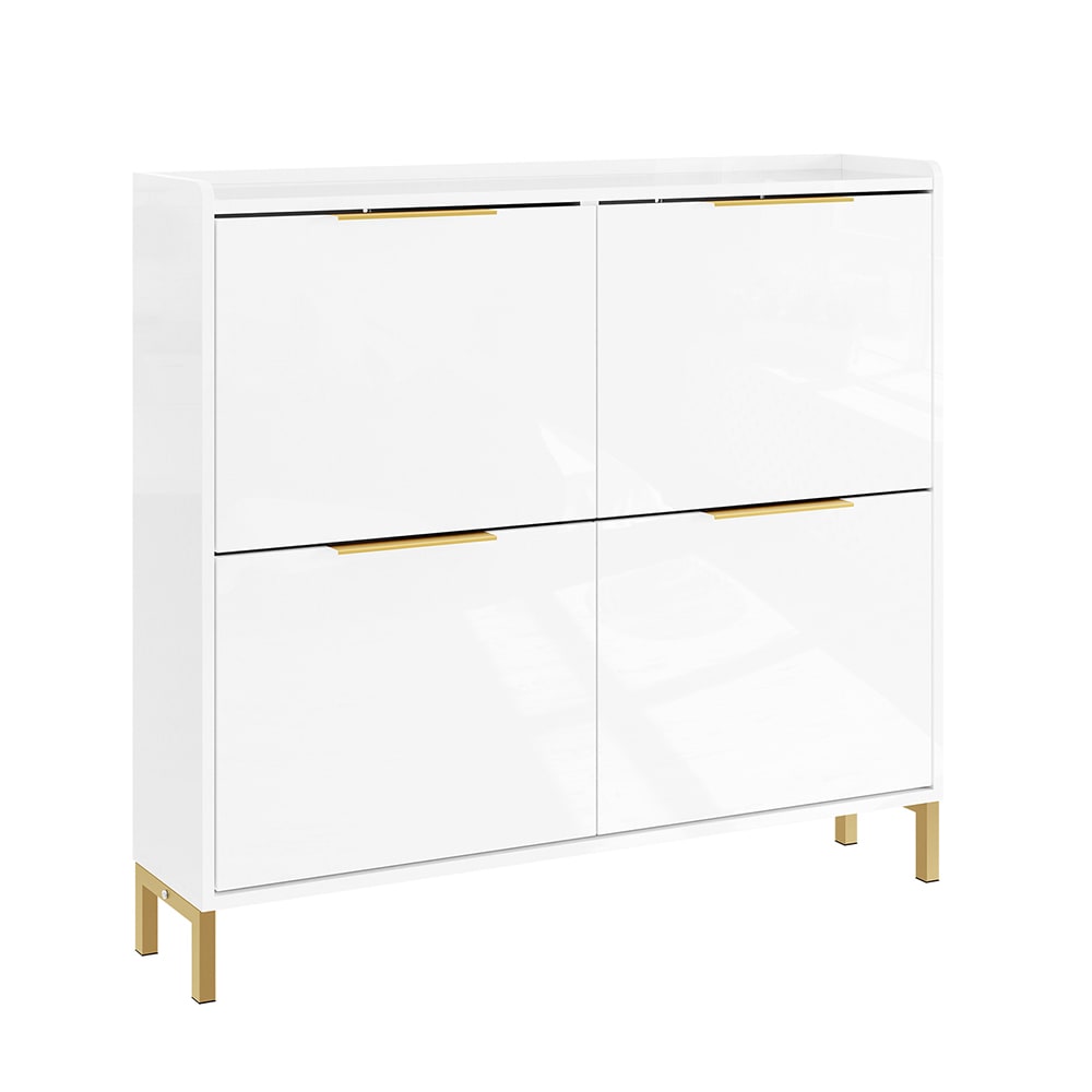 wohnli-moebel-suche-M26005901 Wohnli Möbelsuche - Schuhschrank mit 4 türen weiß 100x19.1x88.6cm nordisch