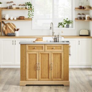 wohnli-moebel-suche-M26005910-1 Kücheninsel mit zwei schubladen holzfarbe 107x71x92.5cm funktional 107x92x71cm Spanplatte Braun SoBuy Möbel Küchenmöbel Kücheninseln & Servierwägen